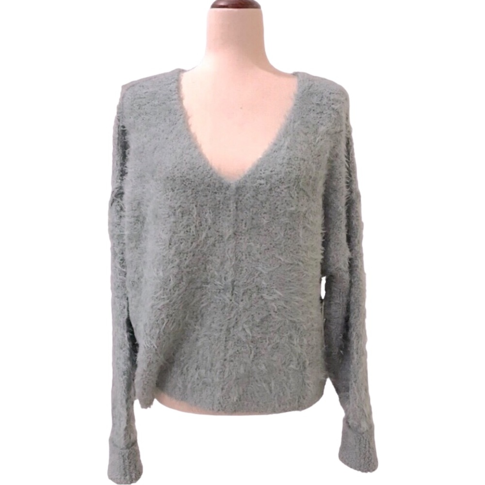 Free People Fuzzy Sweater Pullover Icing V Spring Dust Size XS Extra Small New